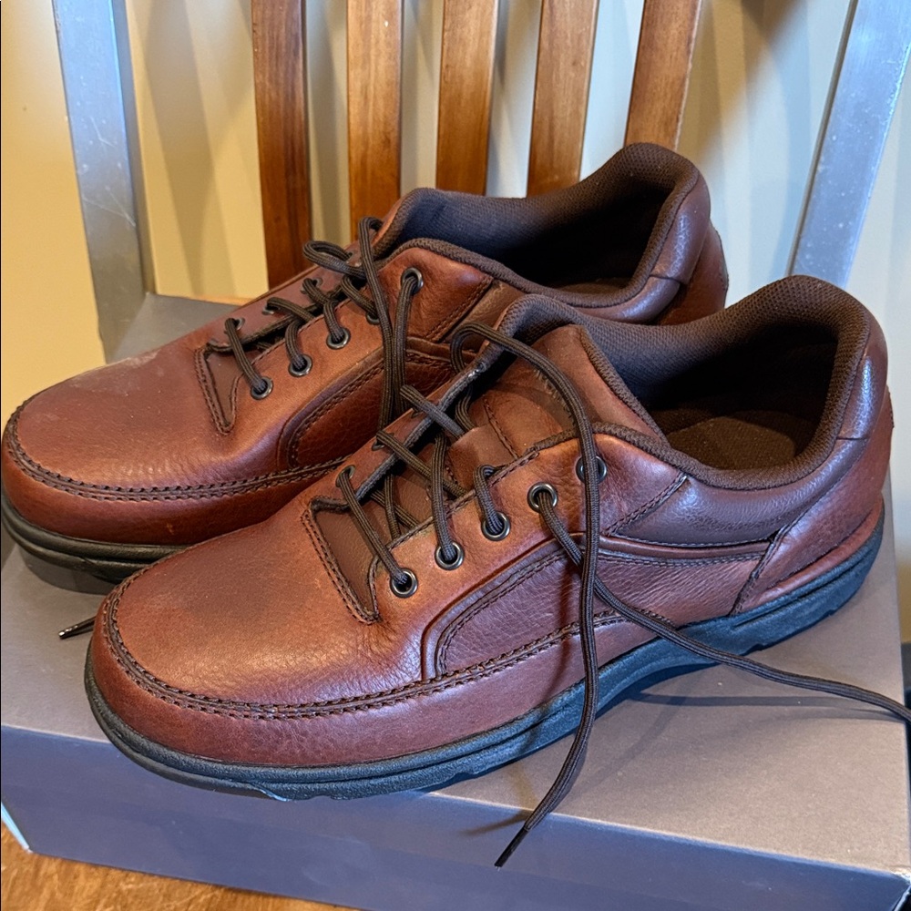 Rockport Men's Brown Leather Casual Slip-On Lace Shoes